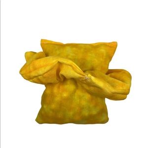 Yellow tie dyed homemade Mardi Gras bead bag and scrunchie bundle